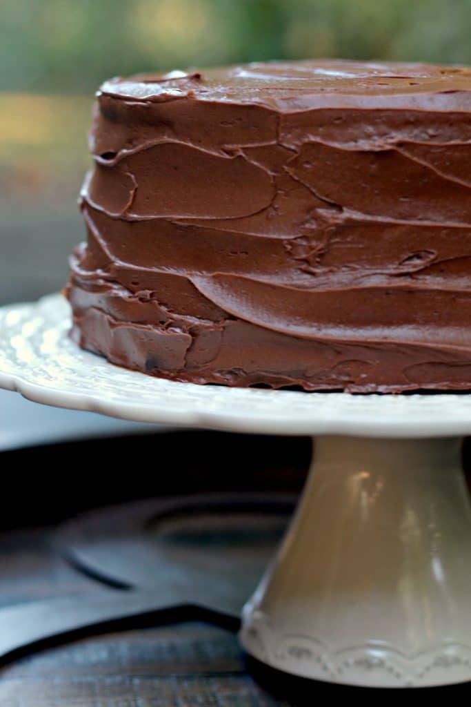 The Best Chocolate Cake Recipe. Three Layer Chocolate Cake | Chocolate Sour Cream Cake | Chocolate Frosting | Chocolate Sour Cream Frosting #ChocolateCake #BestChocolateCake #ChocolateFrosting #SourCreamChocolateCake #BirthdayCake
