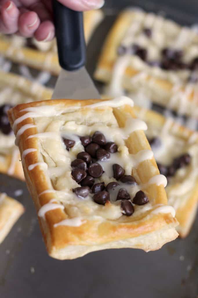 Chocolate Chip Cheese Danishes on a Pampered Chef mini spatula