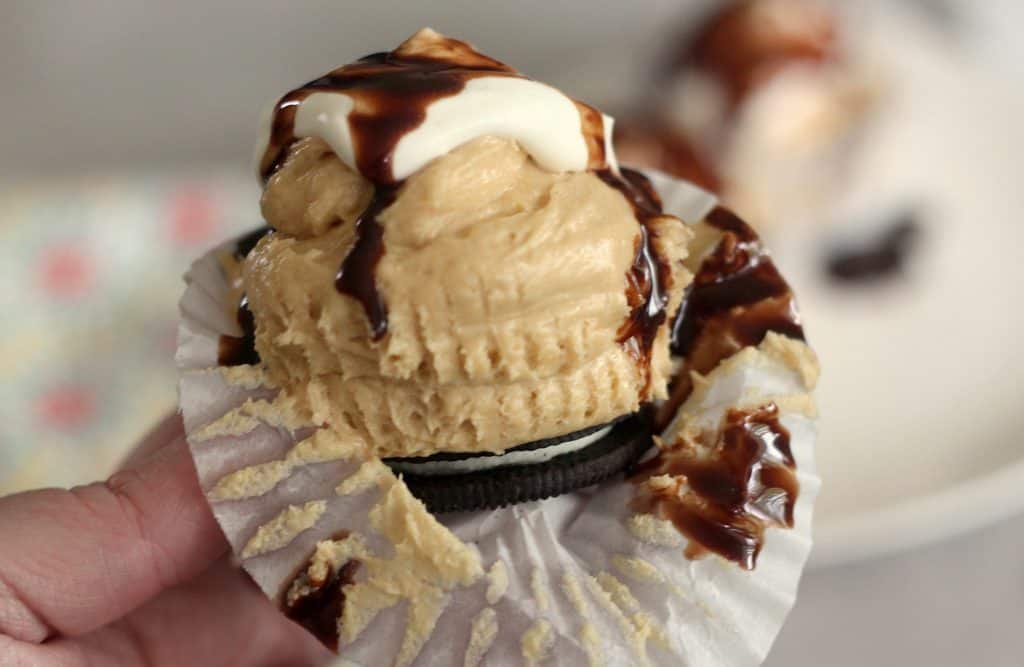 Unwrapping a No Bake Mini Peanut Butter Cheesecakes