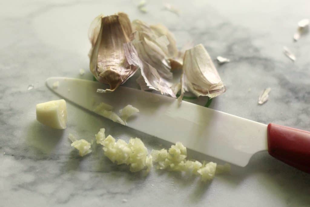 Mincing garlic for Instant Pot Refried Beans