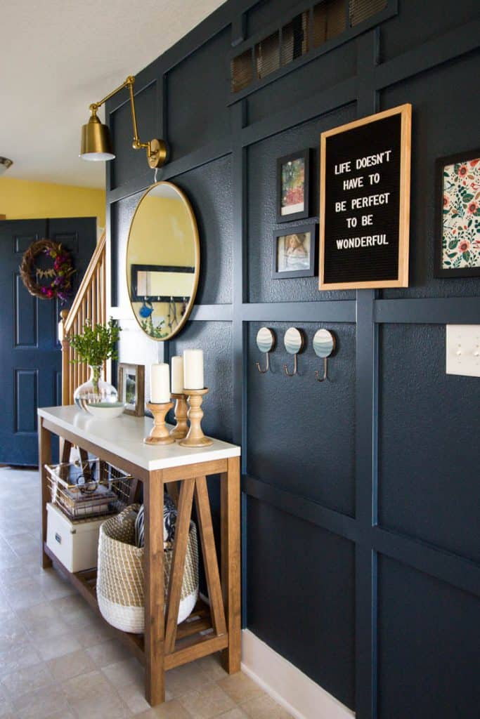 Check out this beautiful entry way redesign from Small Stuff Counts that includes a cute letter board!