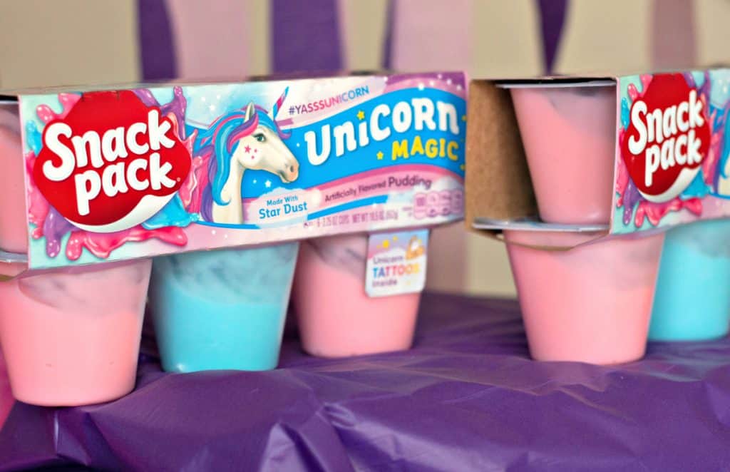 Unicorn Magic Snack Packs for making Unicorn Pudding Cups Craft