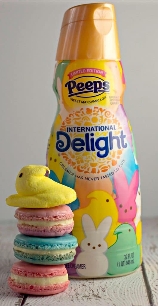 Marshmallow PEEPS® Macaron Cookies with International Delight Peeps Coffee Creamer