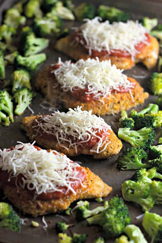 Easy Sheet Pan Chicken Parmesan with Broccoli