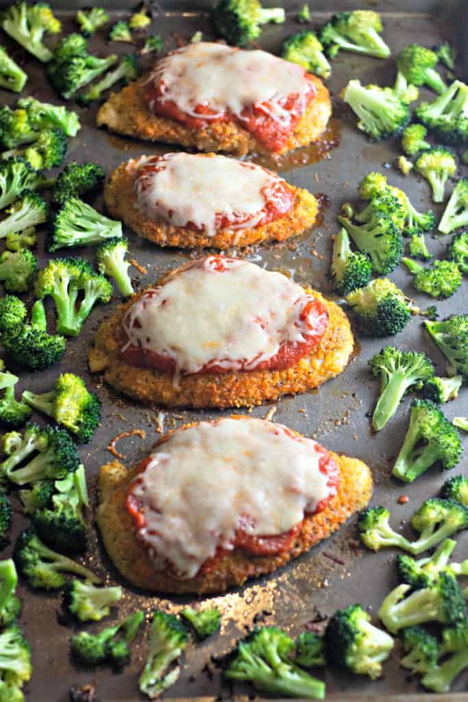 Easy Sheet Pan Chicken Parmesan with Broccoli