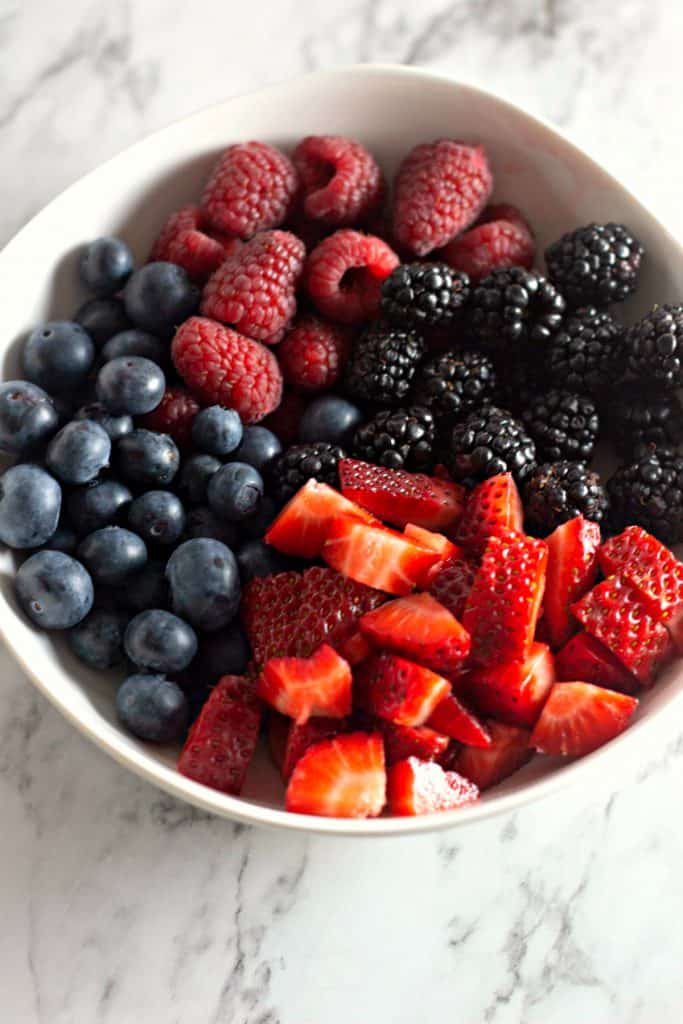 blueberries, raspberries, blackberries, and strawberries