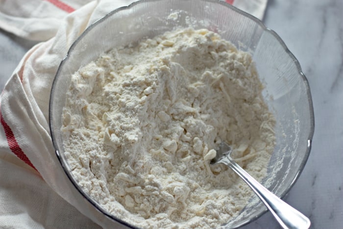 Blending butter and flour to make Raspberry White Chocolate Scones