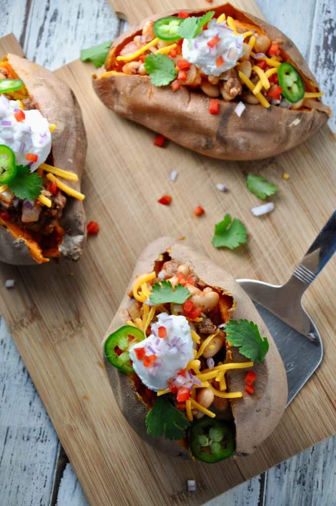 Chili-Loaded Baked Potatoes