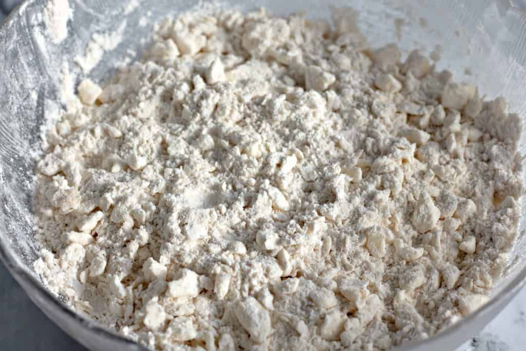 flour with butter cut in